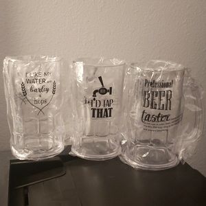 Blue Panda 3pc Plastic Beer Mugs